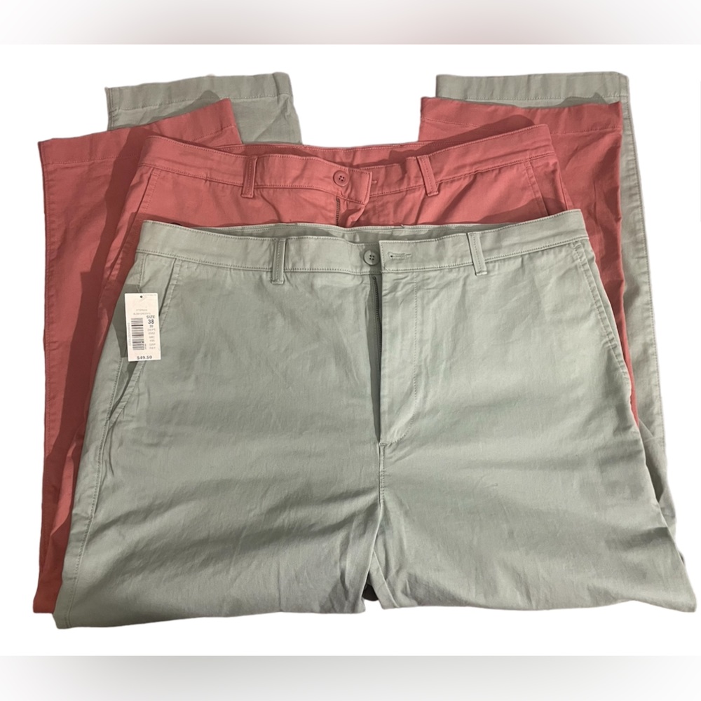 Roundtree & Yorke Men’s Pants NWT 38x30 2 pair 1  mint green & 1 rose pink